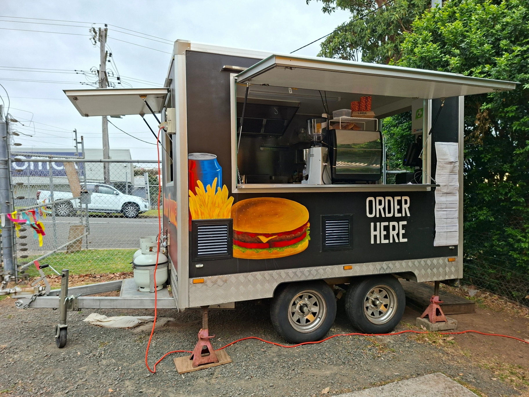The Yummy Yummies food van set up and ready to serve