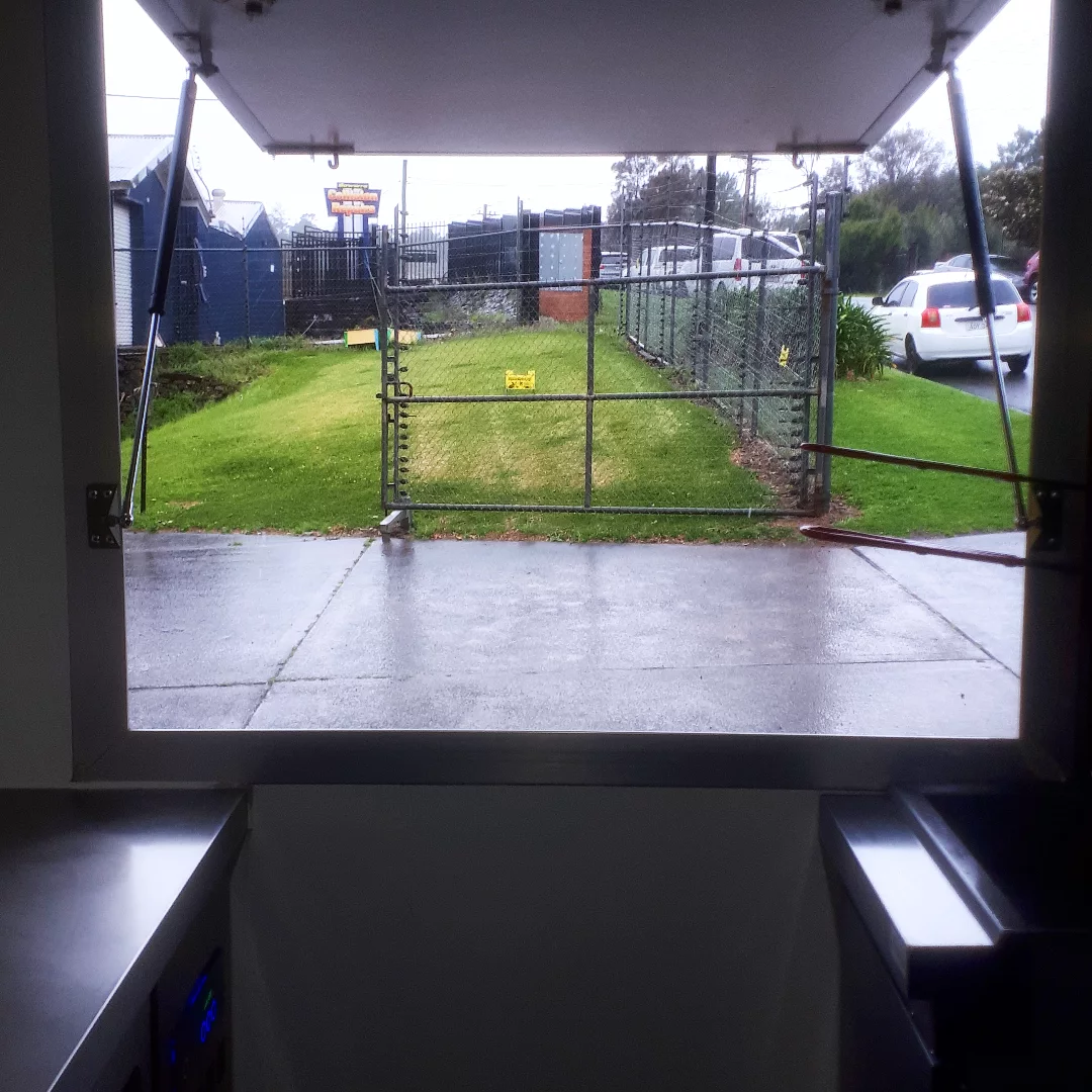 View from inside the Yummy Yummies van at a school fair